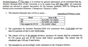 Summer Semester Notification 2024 MUET Jamshoro